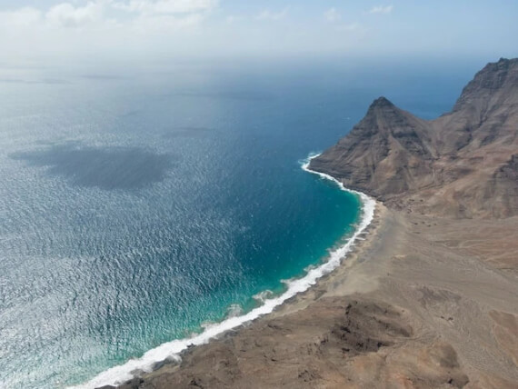 Aerial view of a surf break in Cape Verde