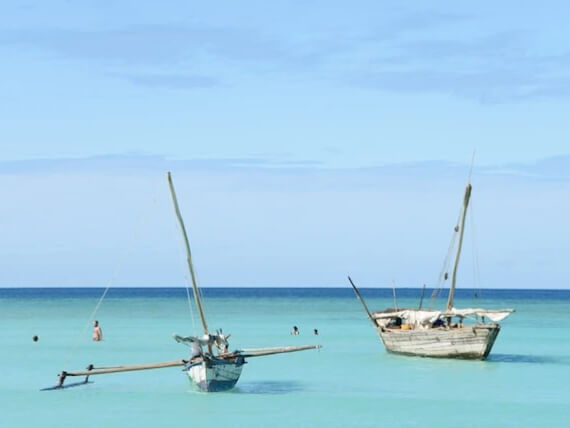 View of a beach for surfing in Madagascar