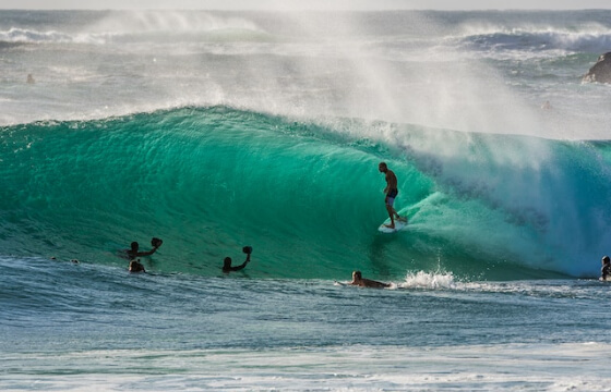 Surfer in a barrel in Duranbah, Australia