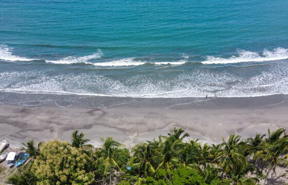 Drone view of a beach surf spot in Costa Rica