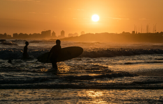 Surfers at Punta del Este, Uruguay