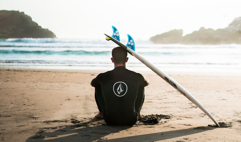 Surfer watching the waves 