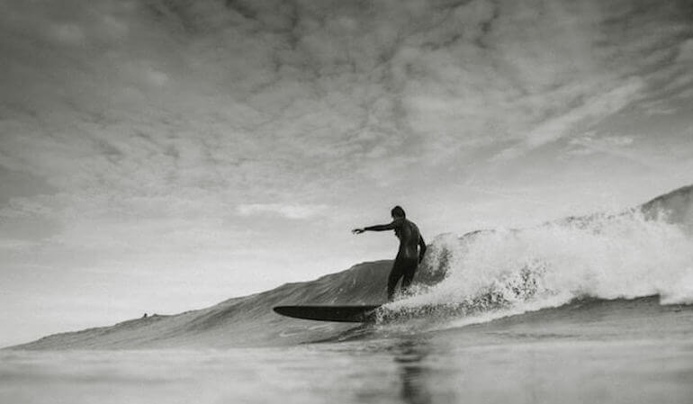 A surfer on a wave 