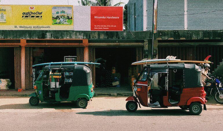 Tuk Tuk with surfboards 