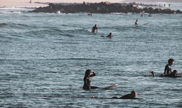 Surfers waiting for a wave