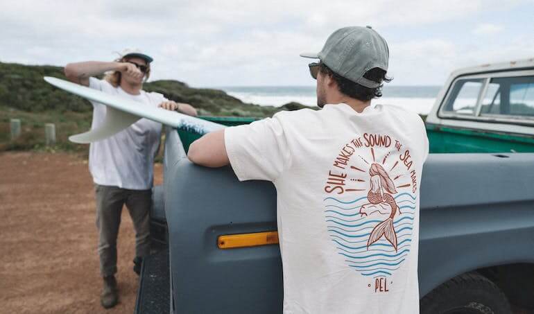 Two friends going on a surf trip