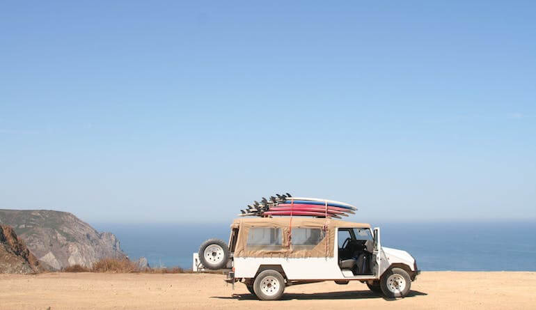 Surfers looking for waves 