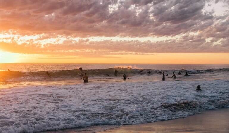 Surfers waiting for a wave 