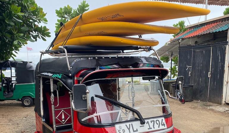 Tuk-tuk with surfboards 