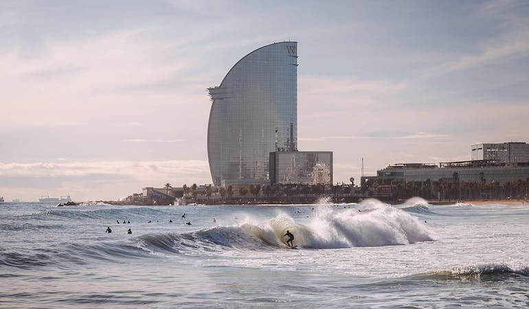 Surfer staying in the pocket 