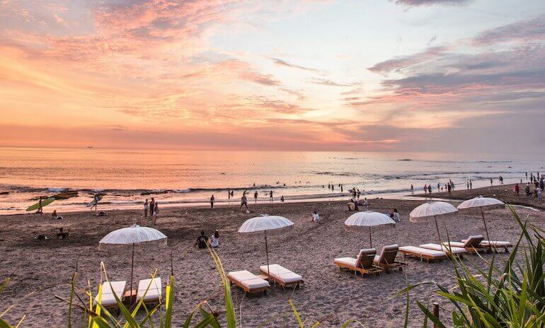 Sun-chairs at Kuta beach