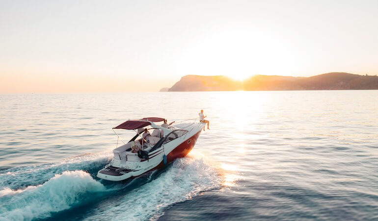 A boat in the ocean 