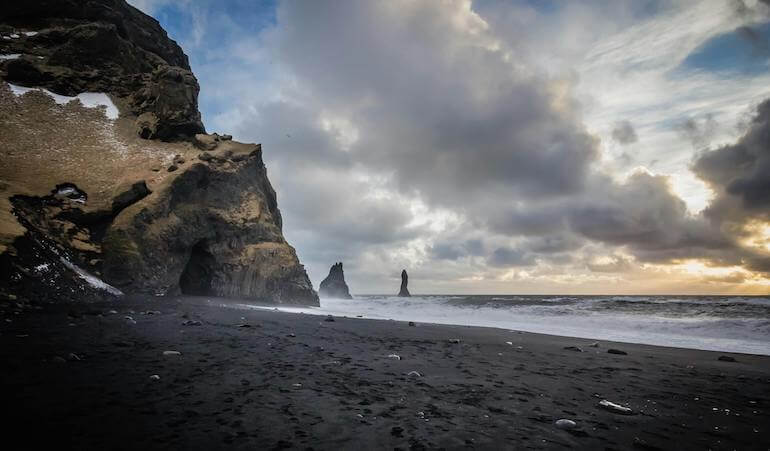 Black sand beach in Island