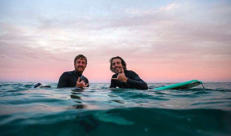 Two surfers in the ocean 