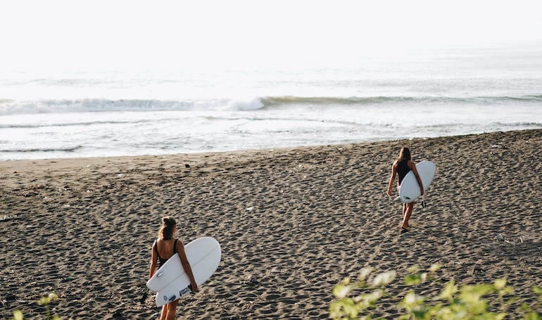 Two girls on the way to the break 